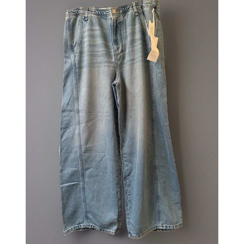 NWT Pilcro Anthropologie Wide Leg Seamed Jeans Light Wash Size 30 $148